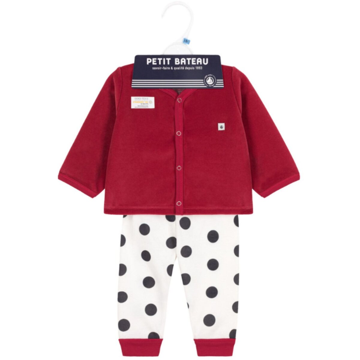 PETIT BATEAU Ensemble gilet + pantalon à pois bébé fille