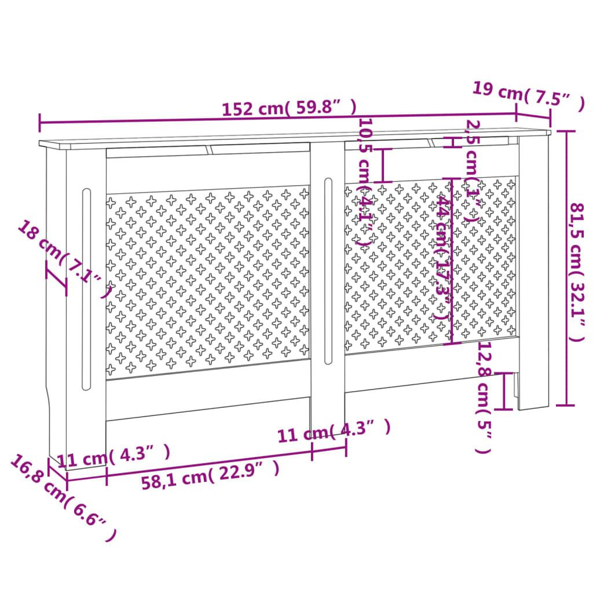 Voir la diapositive 3 : VIDAXL Cache-radiateur anthracite 152x19x81,5 cm MDF