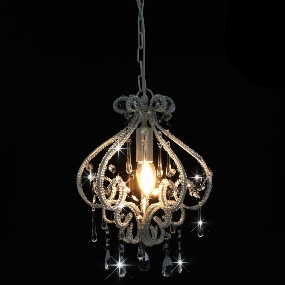 VIDAXL Plafonnier avec perles Blanc Rond E14