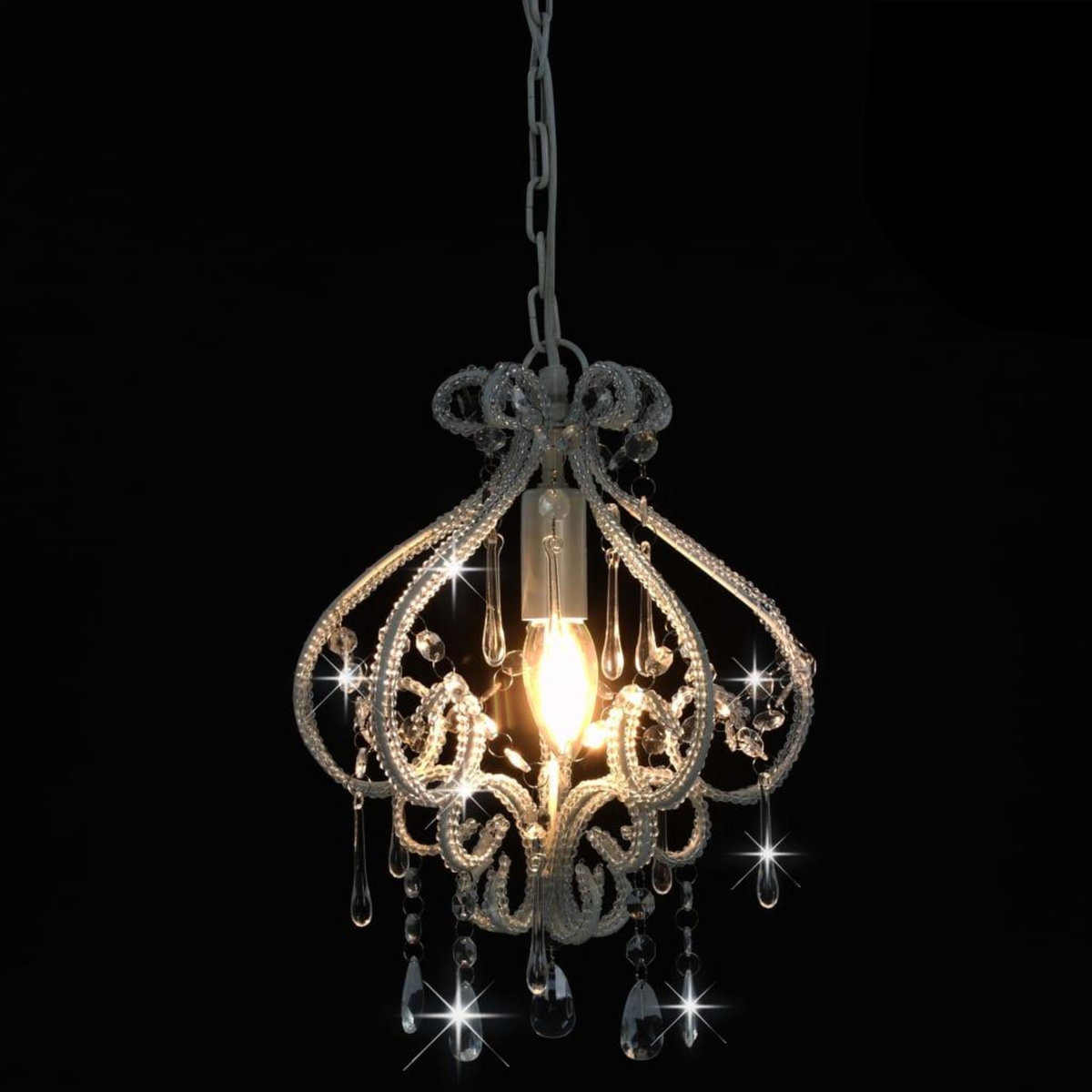 VIDAXL Plafonnier avec perles Blanc Rond E14