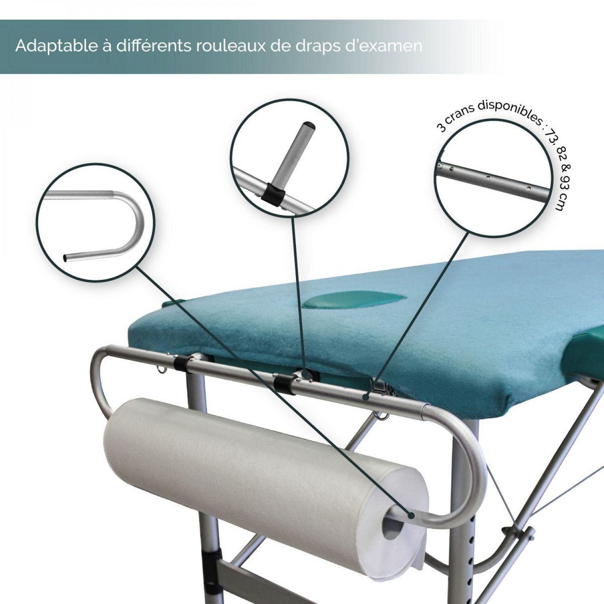 VIVEZEN Support rouleau de drap d'examen extensible pour table de massage