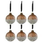 Paris Prix Lot de 6 Boules de Noël  Perles  8cm Marron