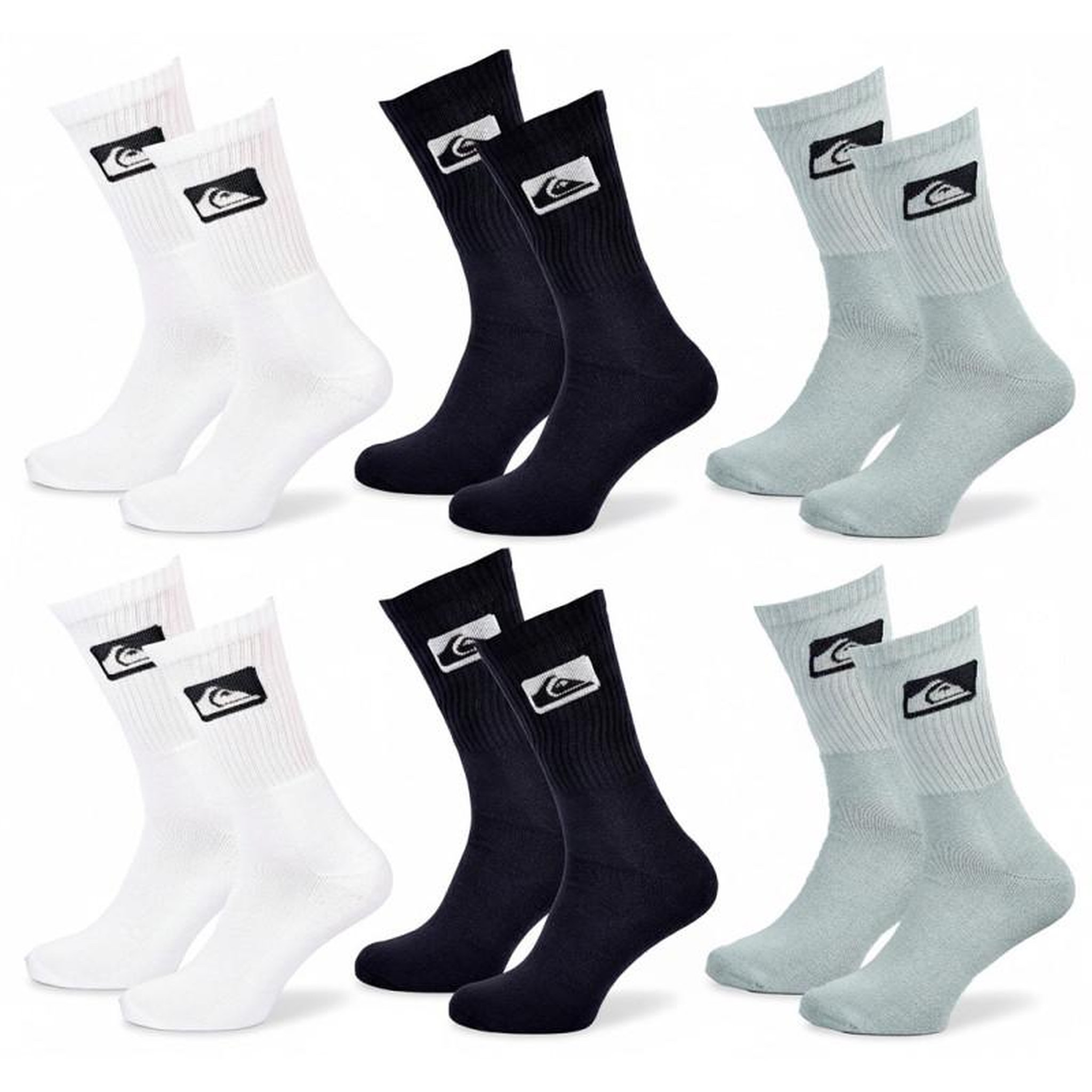 Voir la diapositive 1 : QUIKSILVER Quiksilver Pack de Chaussettes Homme Crew – Lot 6 Paires Sport Cushioned