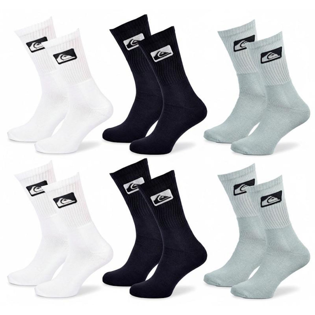 QUIKSILVER Quiksilver Pack de Chaussettes Homme Crew – Lot 6 Paires Sport Cushioned