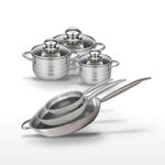 ELO Lot de 3 Poêles 24/28/32cm et 3 Faitouts 12/14/16cm Elo Relief Solution