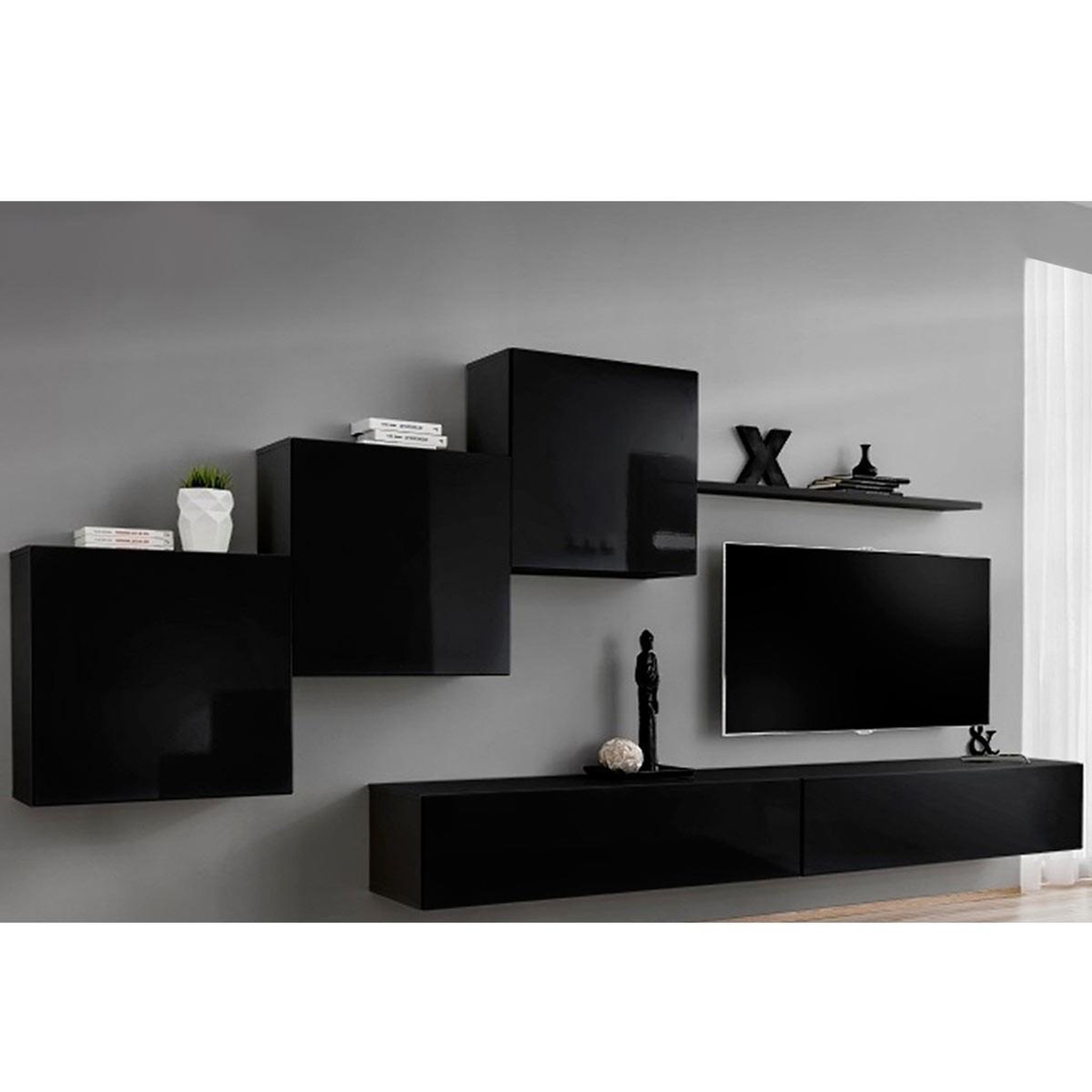 Paris Prix Meuble tv mural design  switch x  330cm noir