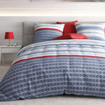ATELIER DU COTON Parure housse de couette 100% coton 57fils santorini. Coloris disponibles : Bleu