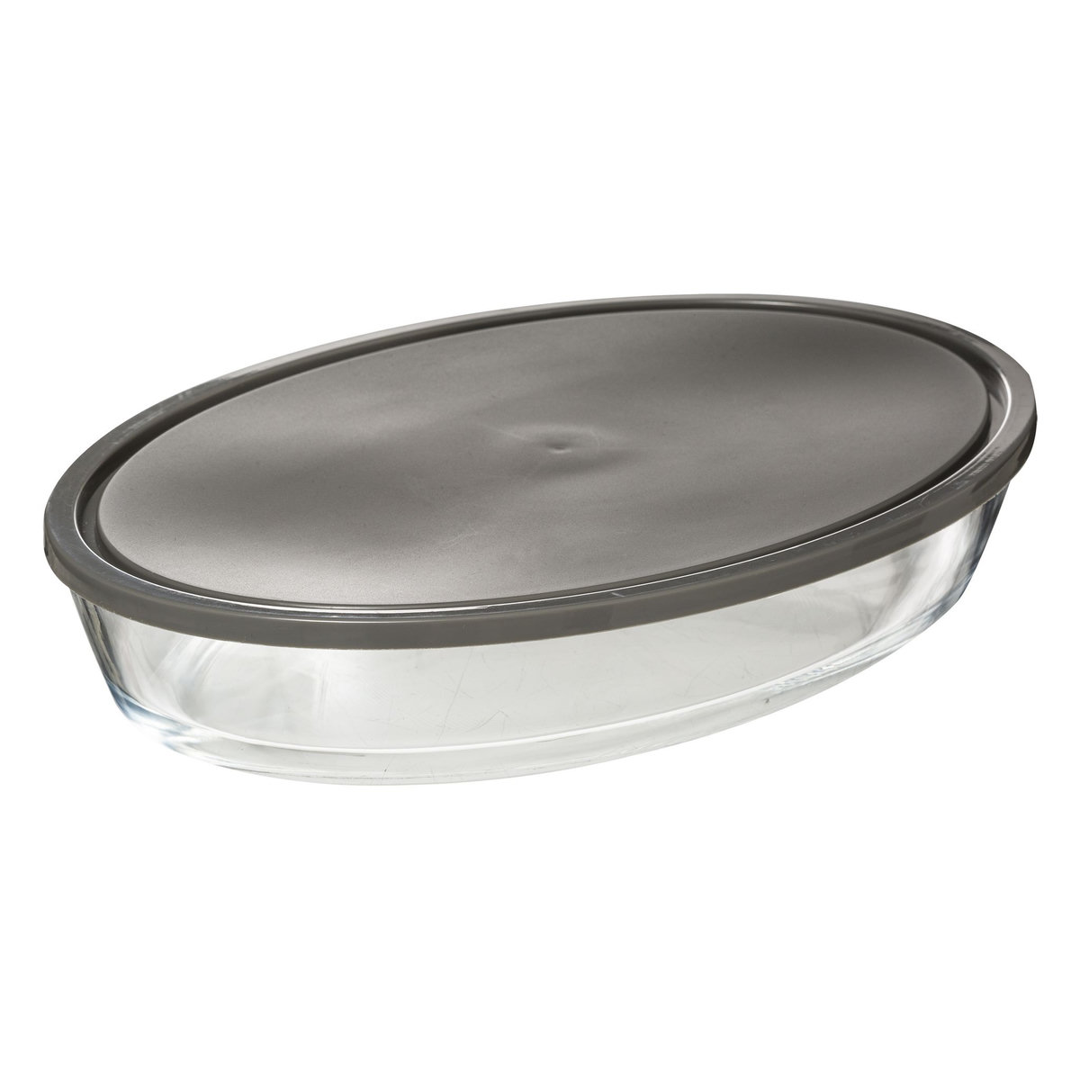 Plat ovale verre + couvercle 35 x 24 cm