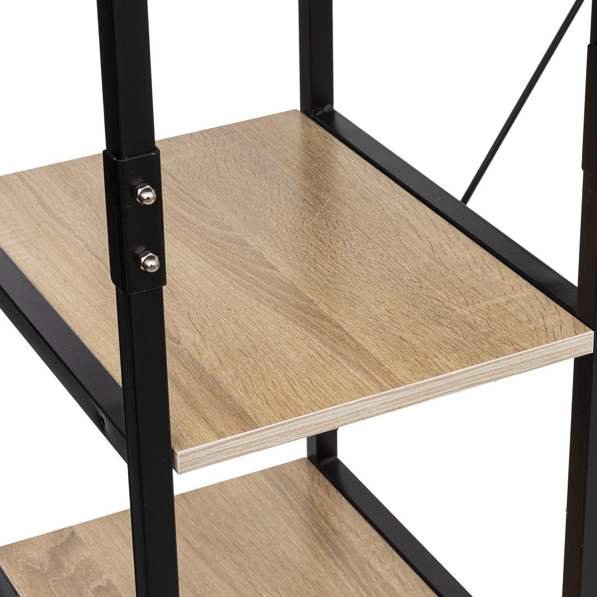 Voir la diapositive 2 : FIVE Penderie avec 5 étagères de rangement en mdf et fer - h. 170 cm - marron et noir