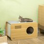 PAWHUT Maison pour chat design poste de radio - niche chat panier chat - 2 coussins + grattoir sisal amovibles - MDF panneaux aspect bois clair