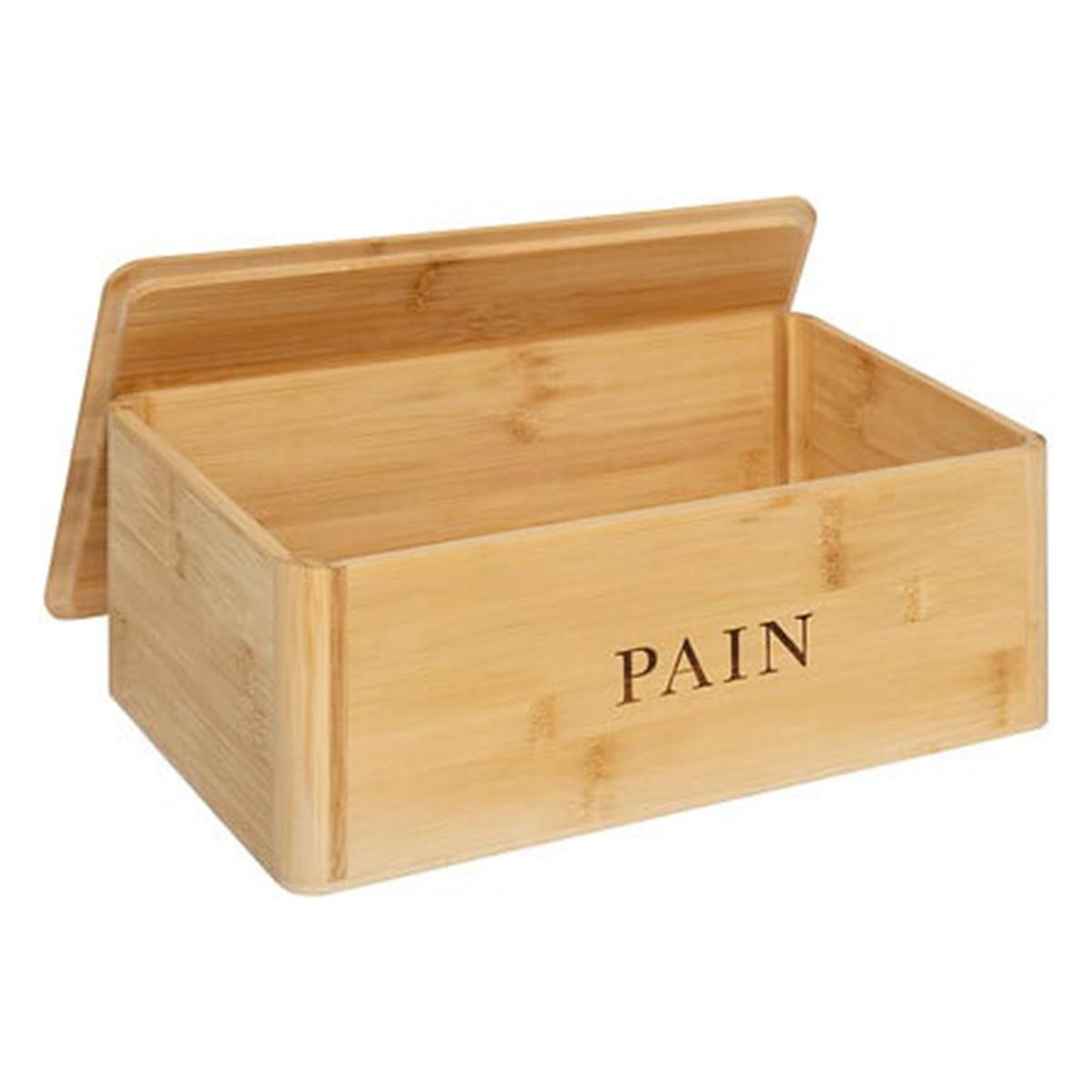Voir la diapositive 2 : FIVE Boîte à pain en bambou  inscription  33cm naturel
