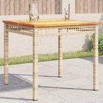 VIDAXL Table de jardin beige 80x80x75 cm resine tressee et bois acacia