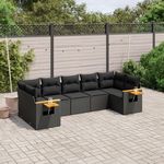 VIDAXL Salon de jardin 7 pcs avec coussins noir resine tressee