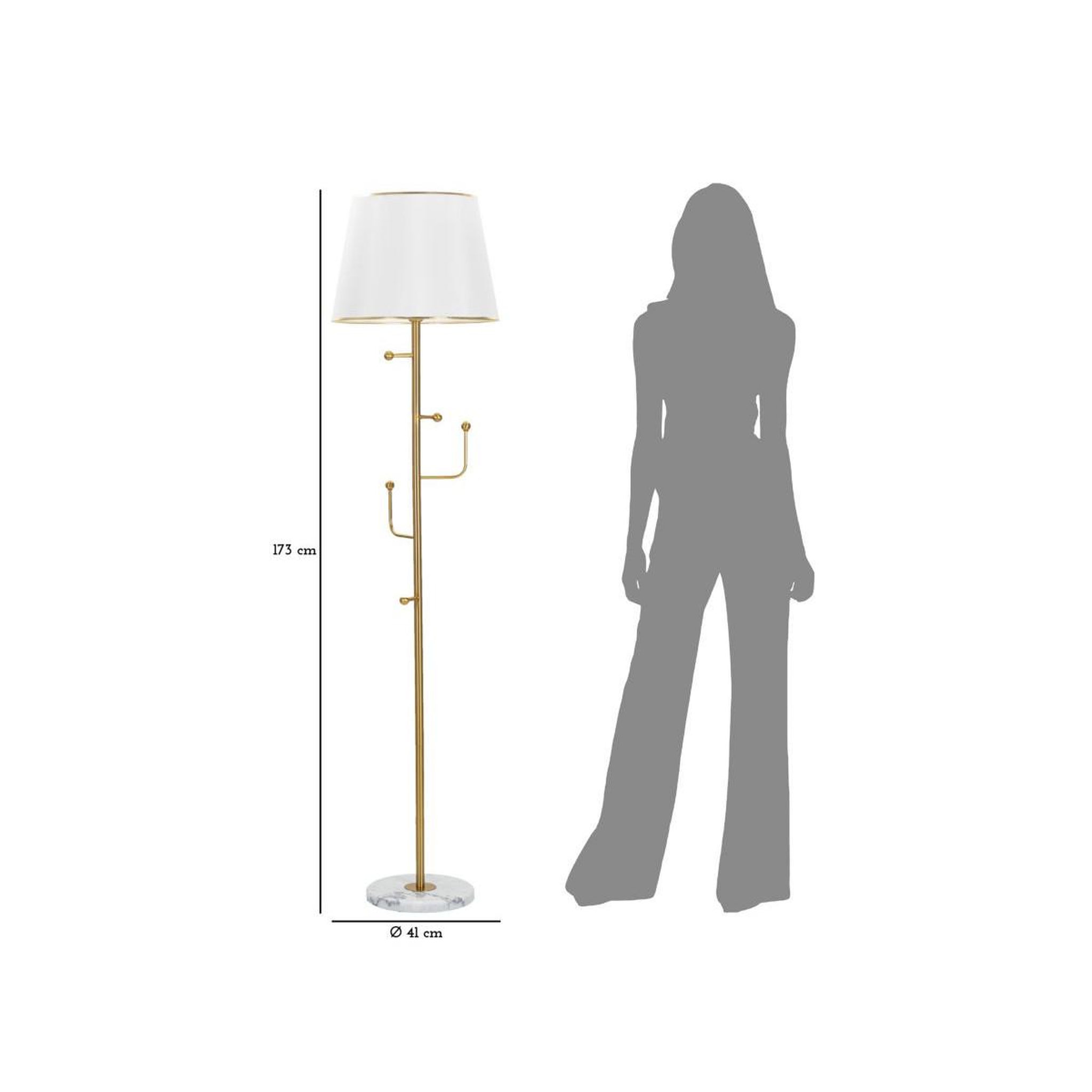 Voir la diapositive 6 : Paris Prix Lampadaire design en métal  hanger  173cm blanc & or