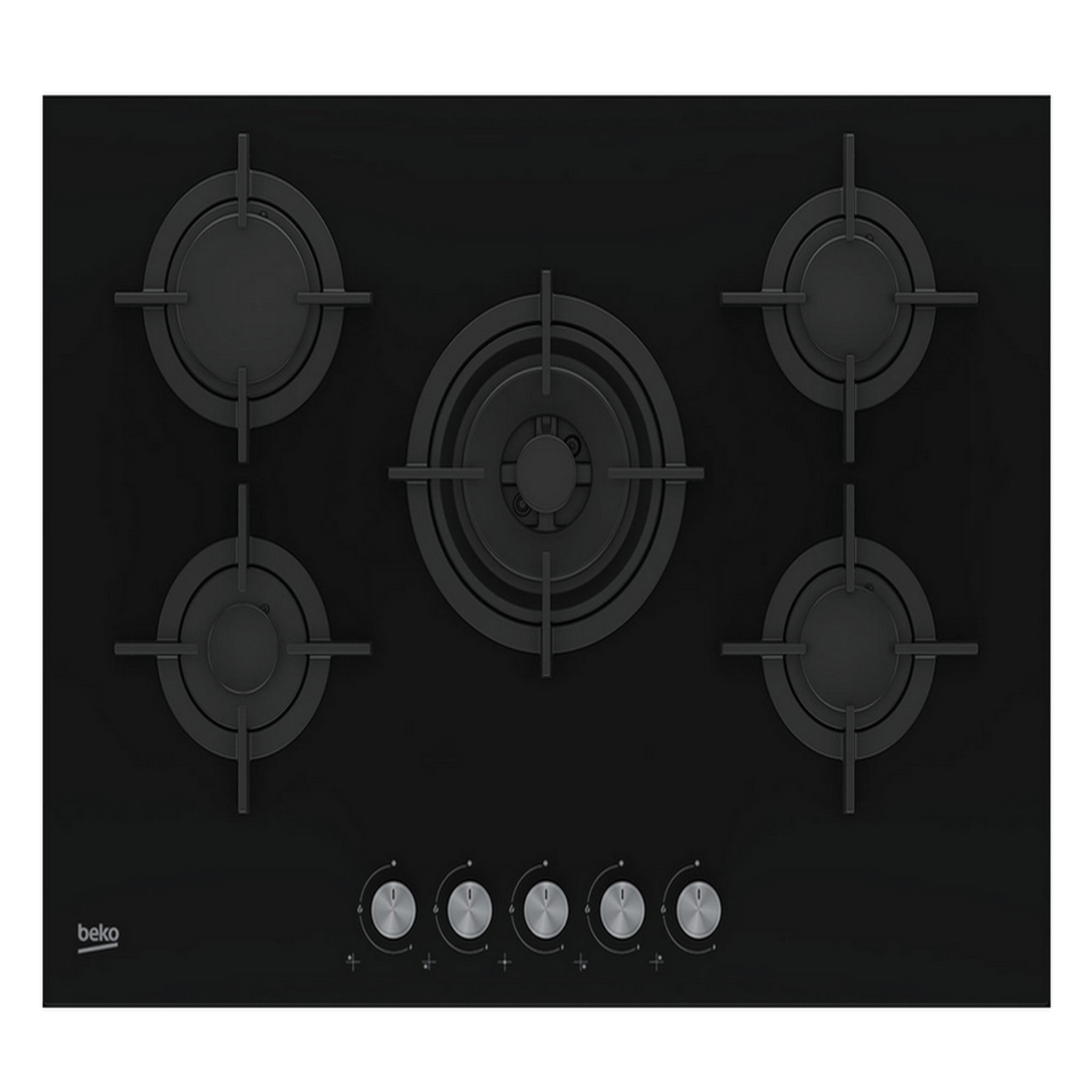 Beko Table verre gaz 75cm 5 feux noir - HILW75222S