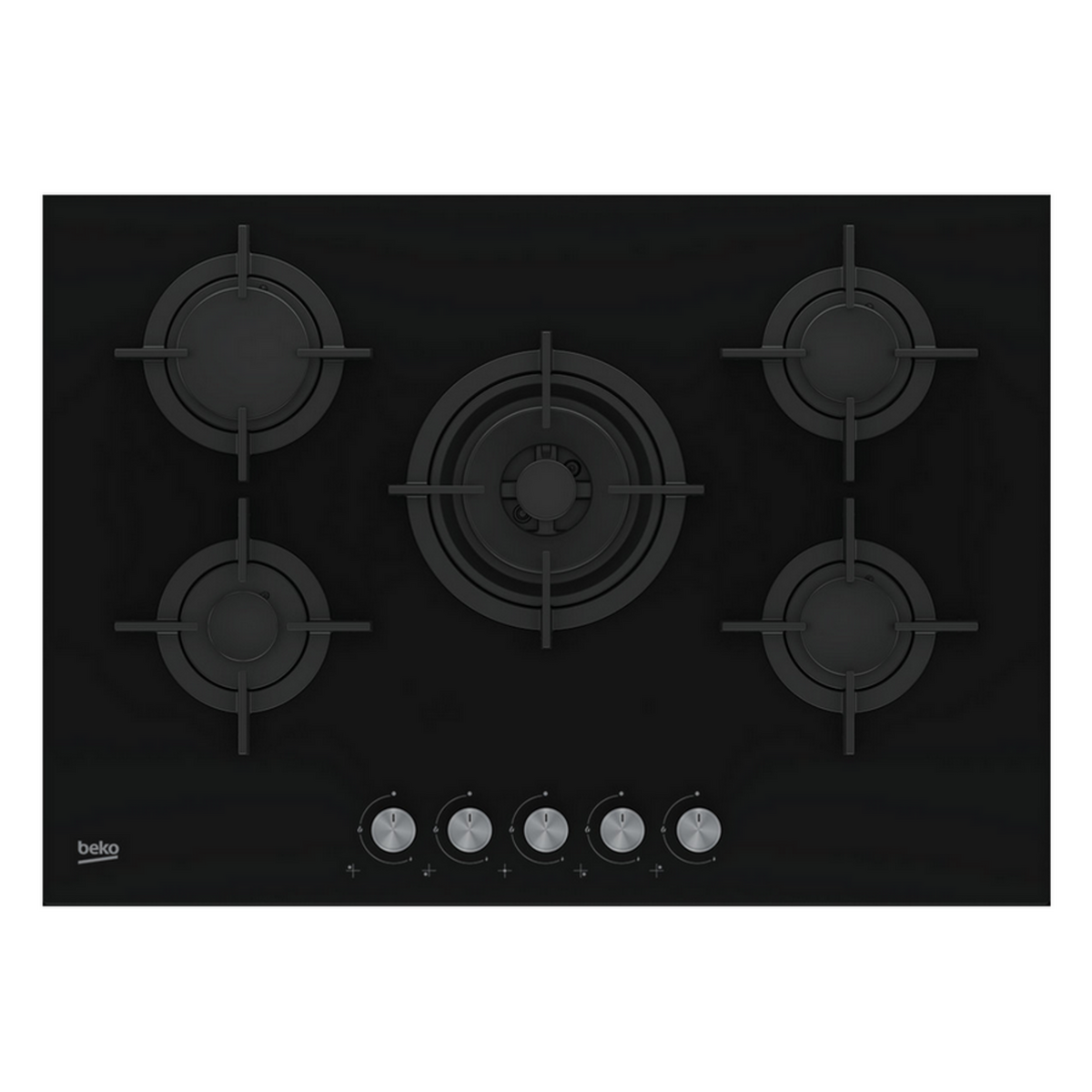 Beko Table verre gaz 75cm 5 feux noir - hilw75222s