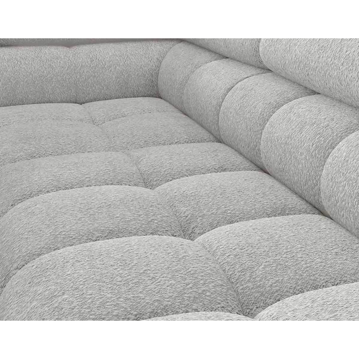 BEST MOBILIER Elisa - canapé d'angle gauche 5 places convertible avec coffre et têtières réglables en tissu bouclette