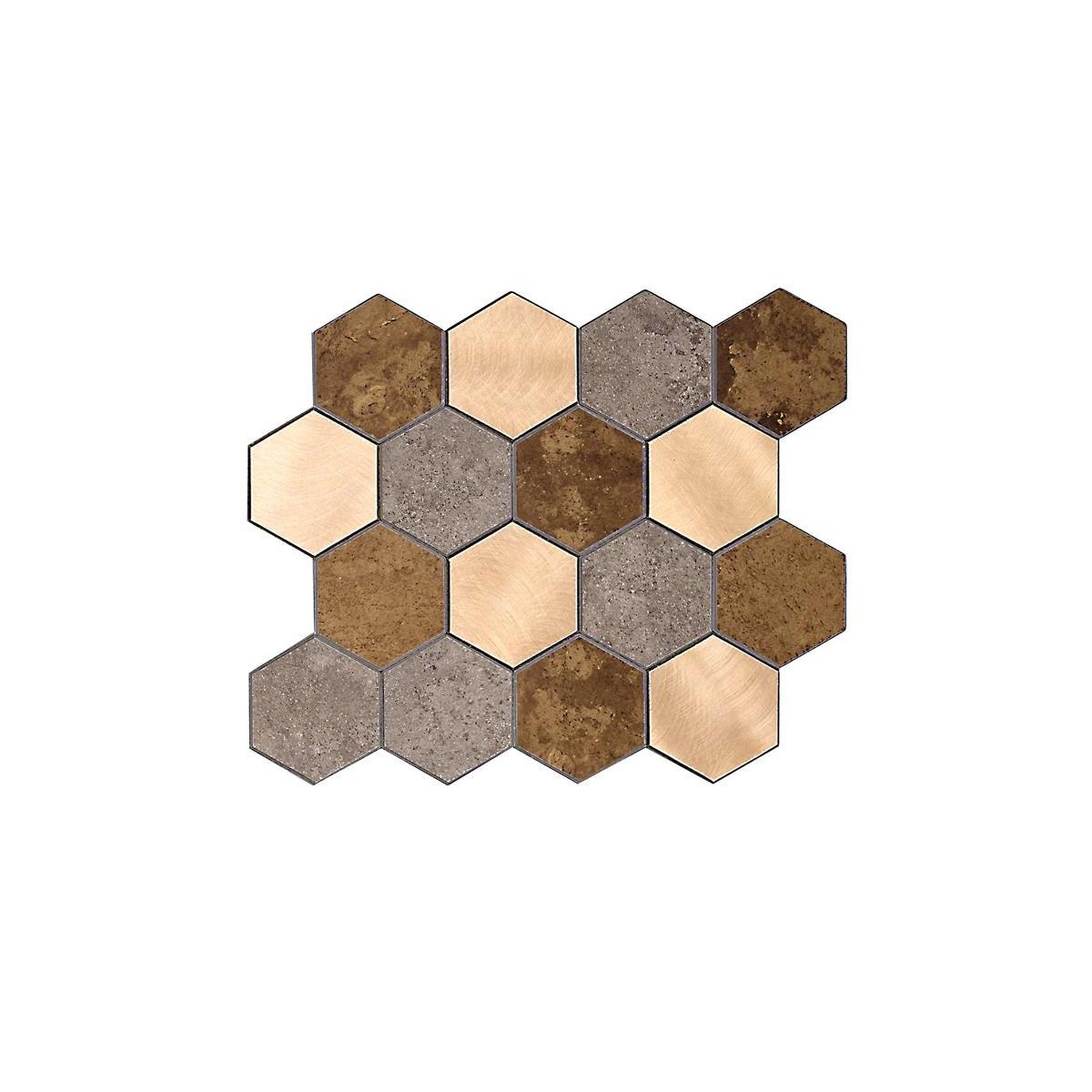 Je cherche une idee Crédence adhésive  hexagone  33cm marron & or