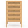 Voir la diapositive 3 : ID MARKET Chiffonnier 5 tiroirs EDHEN 60 cm bois et cannage