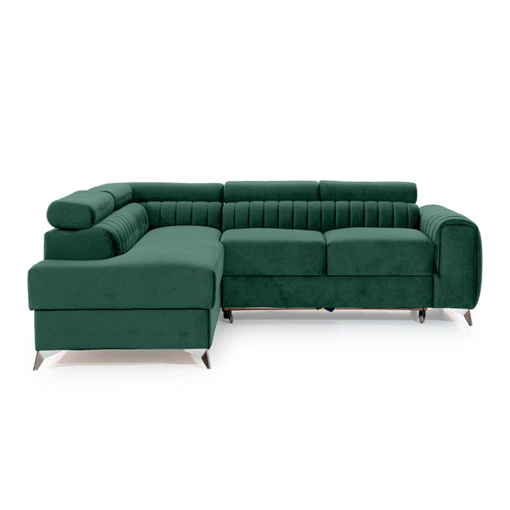 Voir la diapositive 6 : BEST MOBILIER Talisay - canapé d'angle gauche - 5 places - convertible avec coffre - en velours