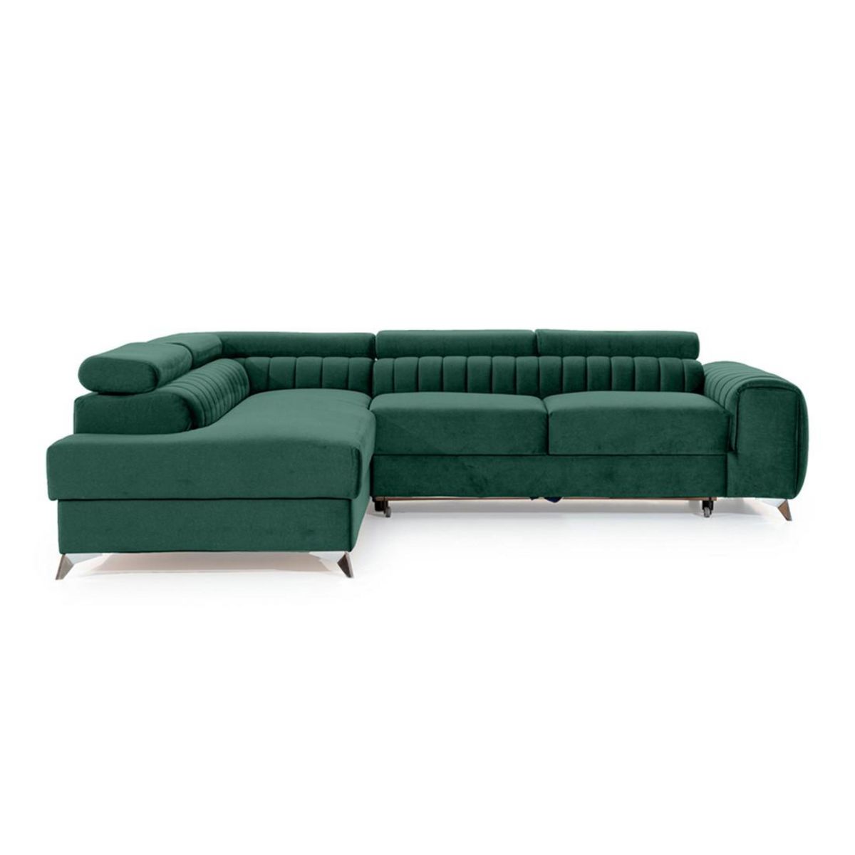 BEST MOBILIER Talisay - canapé d'angle gauche - 5 places - convertible avec coffre - en velours