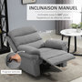 Voir la diapositive 6 : HOMCOM Fauteuil de relaxation inclinable manuel avec repose-pied ajustable tissu polyester aspect lin gris clair chiné