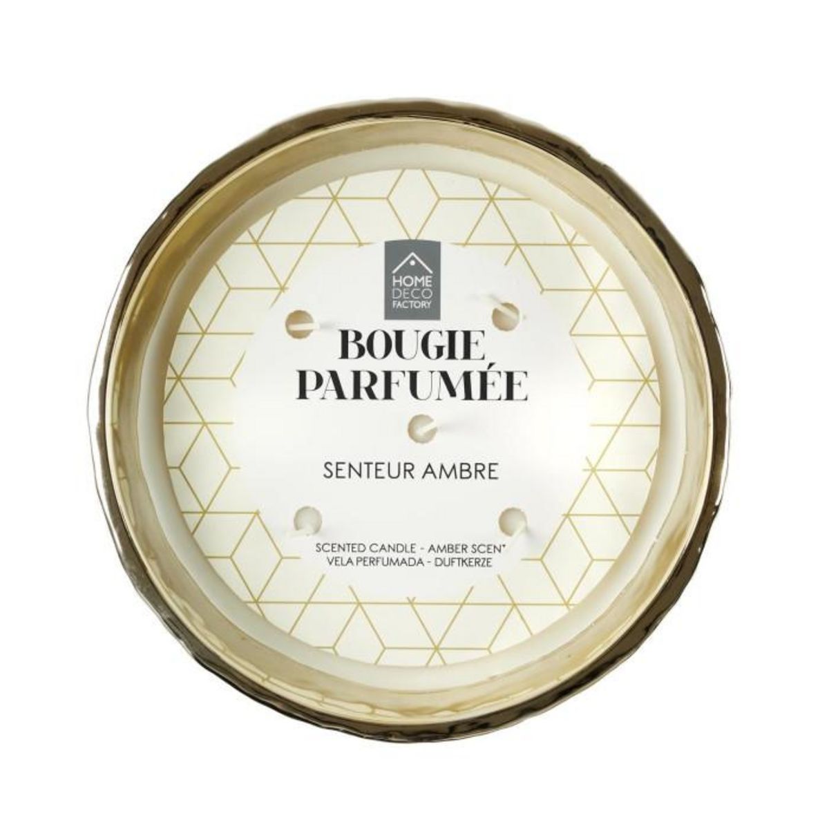 Paris Prix Bougie Parfumée 5 Mèches  Martelé Or  21cm Ambre