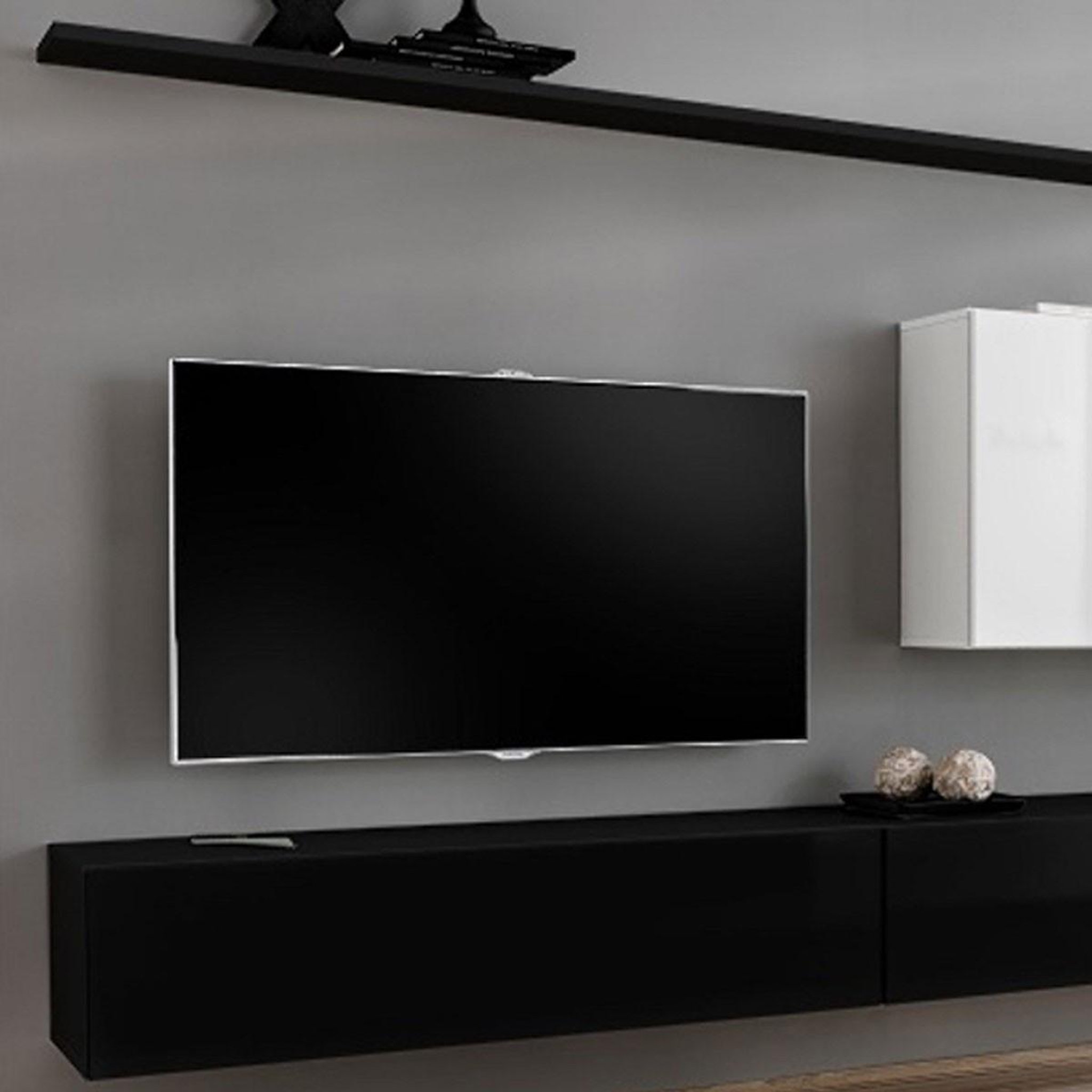 Voir la diapositive 2 : Paris Prix Meuble tv mural design  switch vii  340cm noir & blanc
