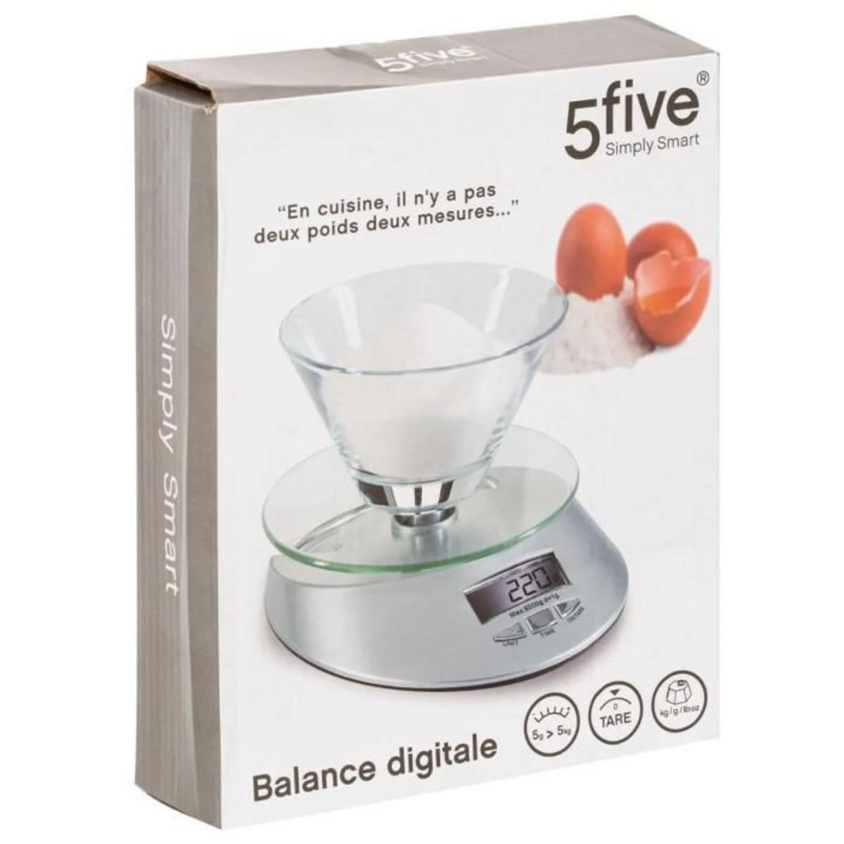 FIVE Balance de Cuisine Digital  Pesée  16cm Argent
