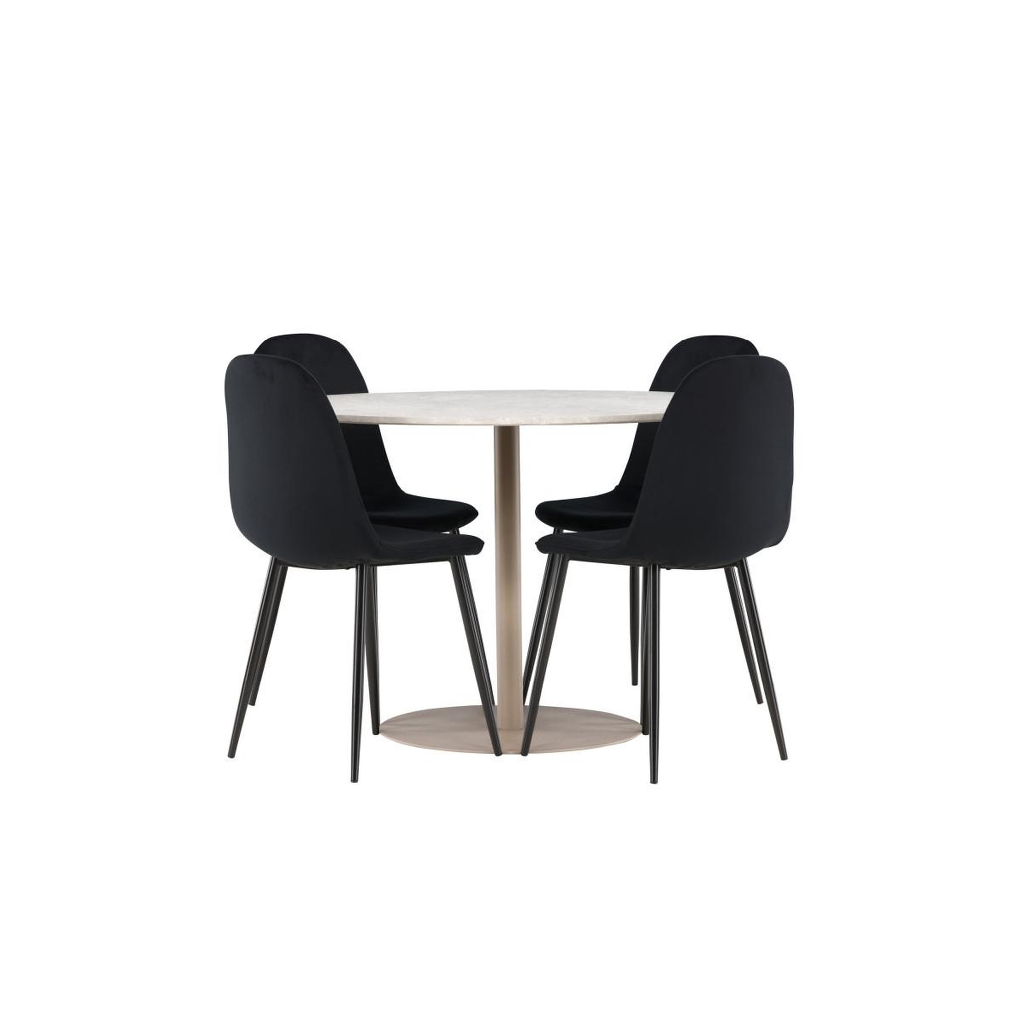 Voir la diapositive 2 : Paris Prix Ensemble table à manger & 4 chaises  lycke & polar  110cm beige & noir