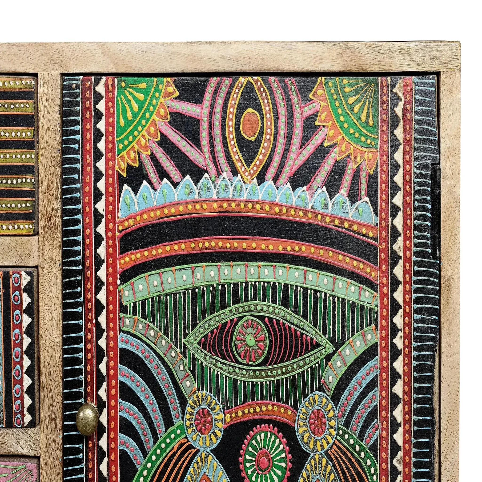 Voir la diapositive 4 : GINER Y COLOMER SL Commode en bois de manguier 100 cm style boho ethnique
