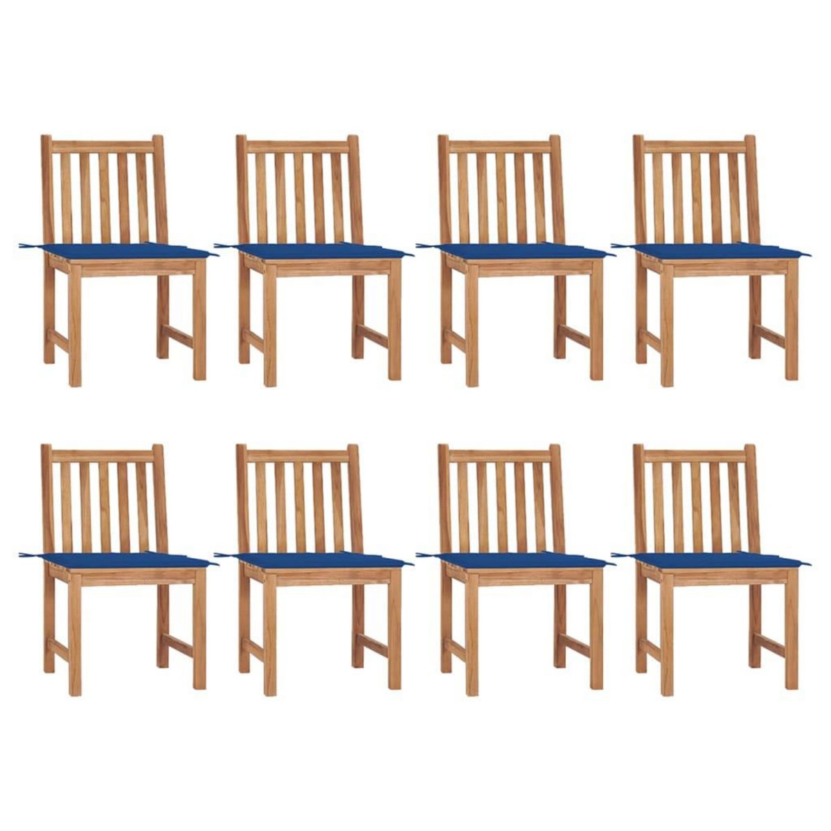VIDAXL Chaises de jardin lot de 8 avec coussins Bois de teck massif