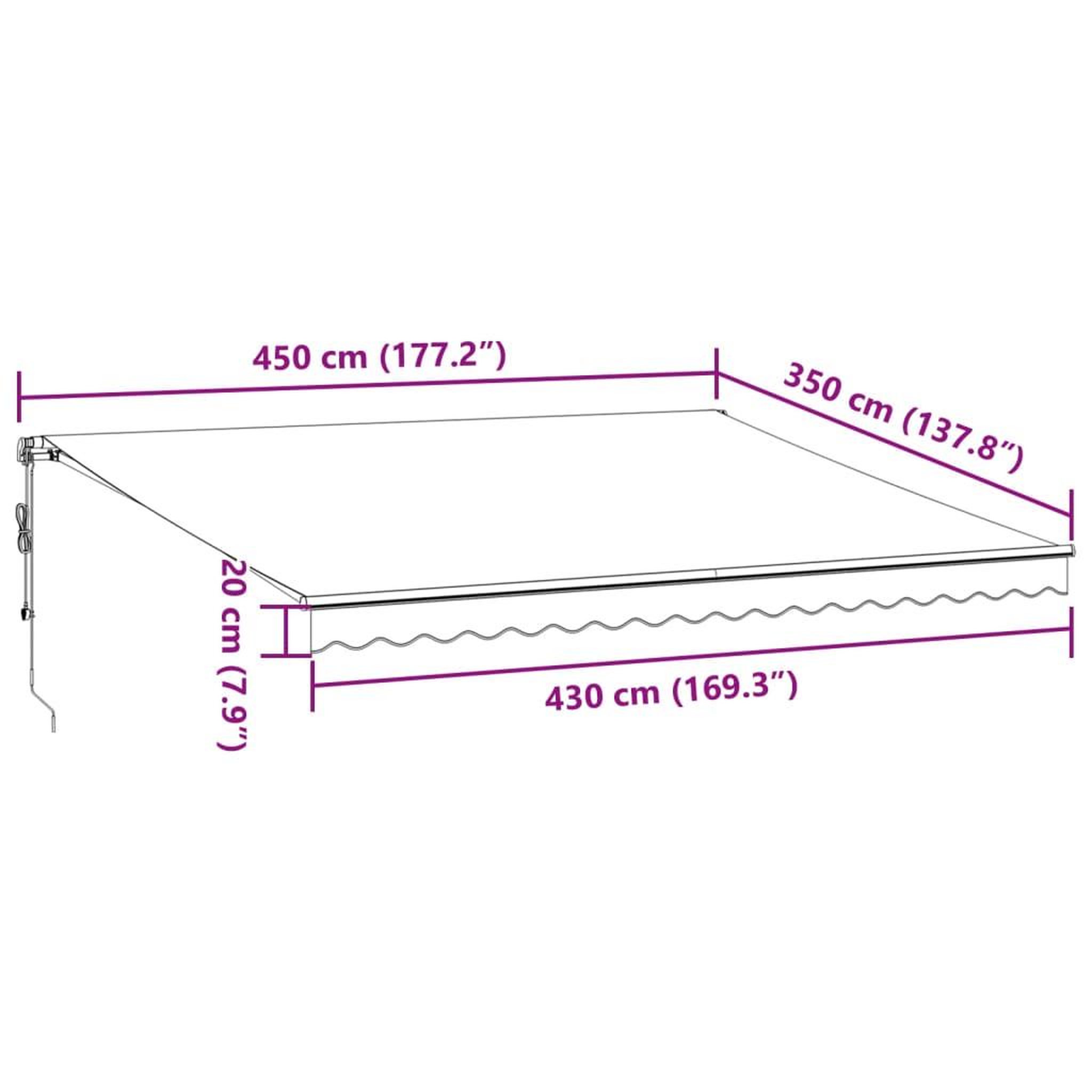 Voir la diapositive 6 : VIDAXL Auvent retractable automatique avec LED bordeaux 450x350 cm