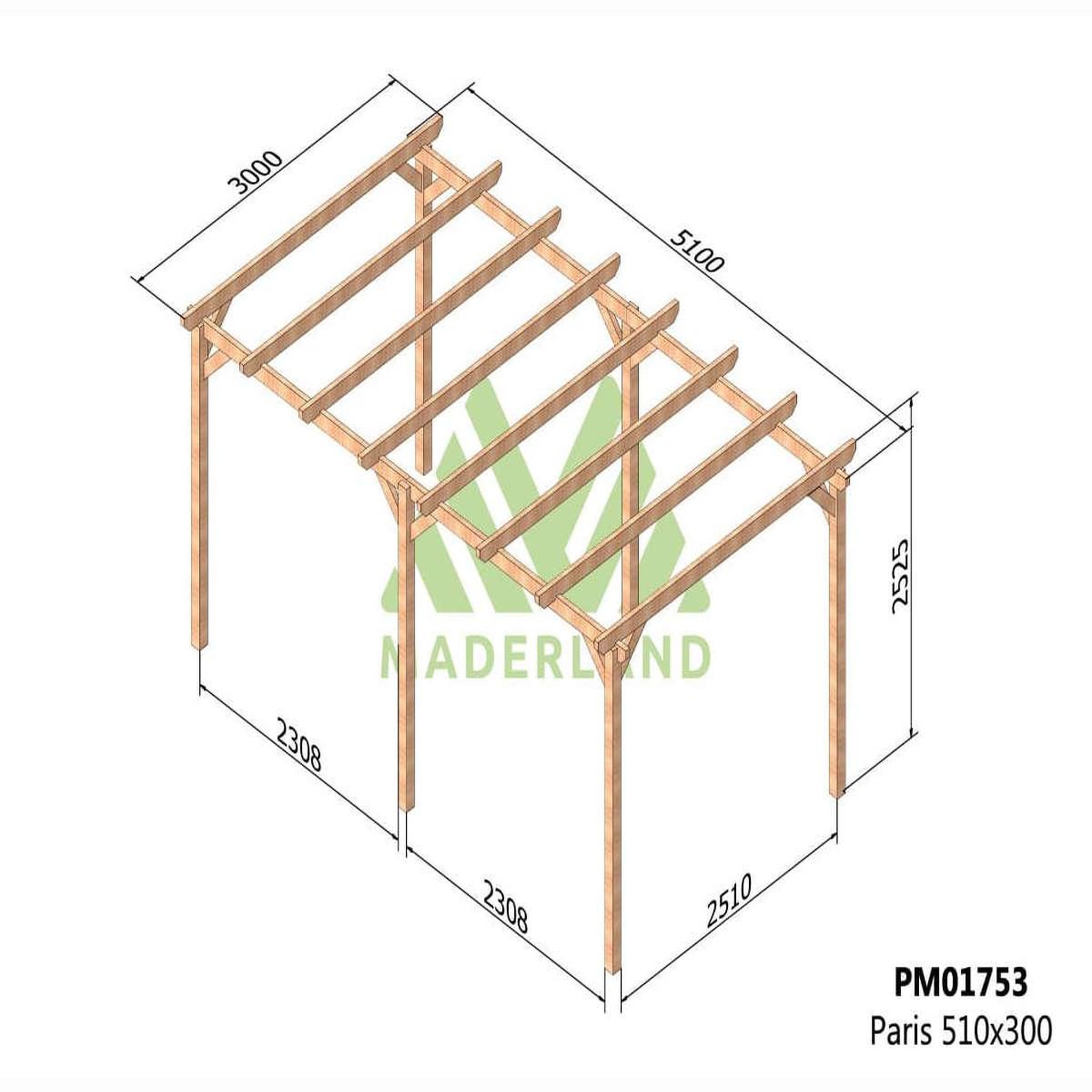 Voir la diapositive 2 : JARDIDECO Pergola massive en bois paris 510 x 300 cm - maderland