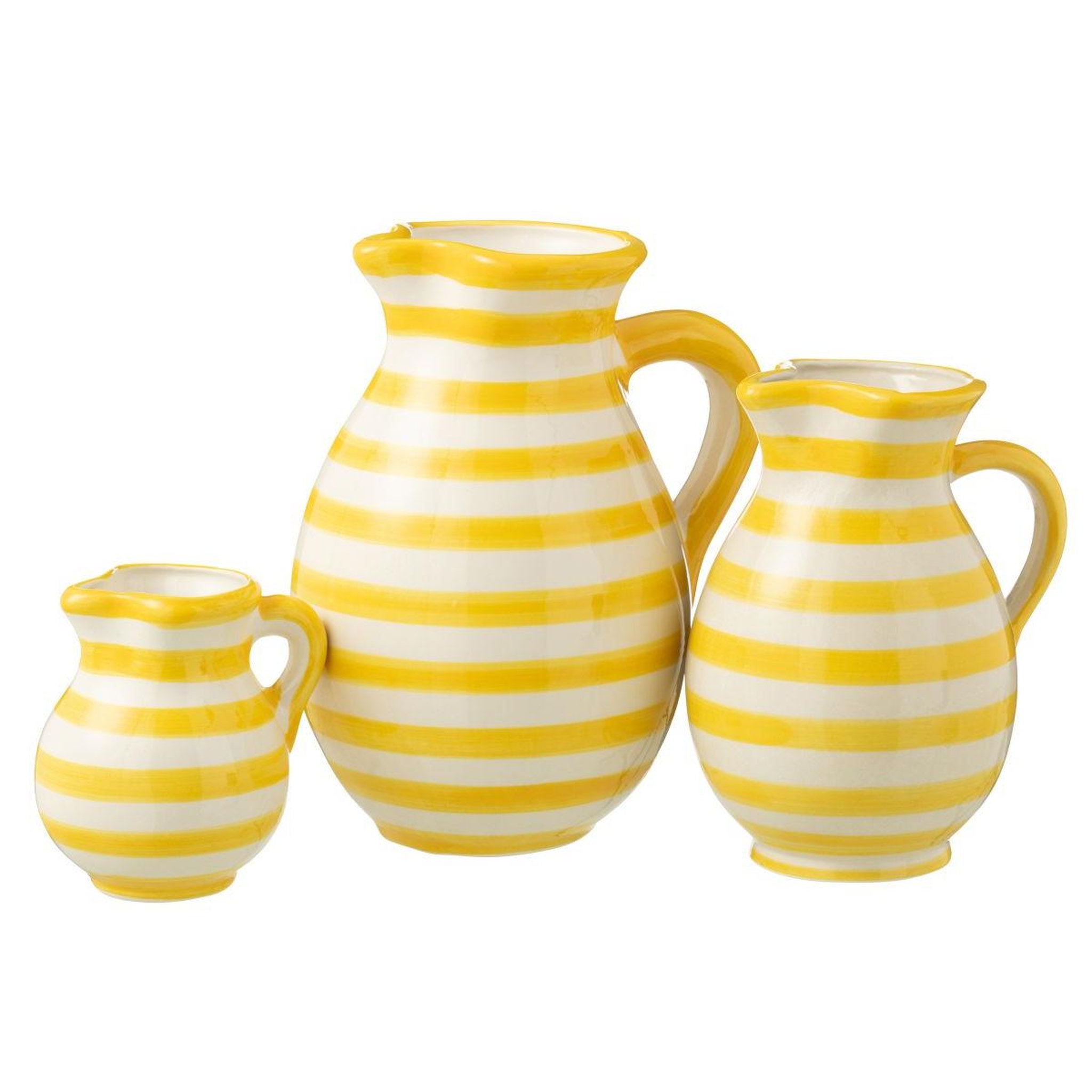 Voir la diapositive 2 : J-LINE Pichet en céramique  granada rayure  1,6l jaune