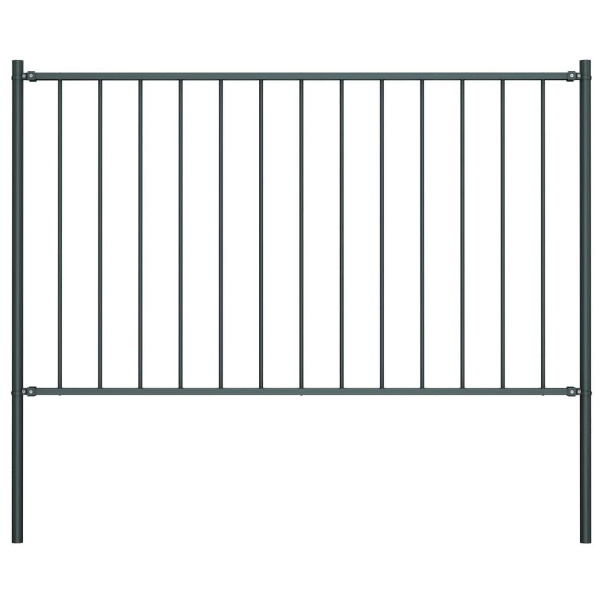 VIDAXL Panneau cloture poteau Acier enduit poudre 1,7x1,25m Anthracite