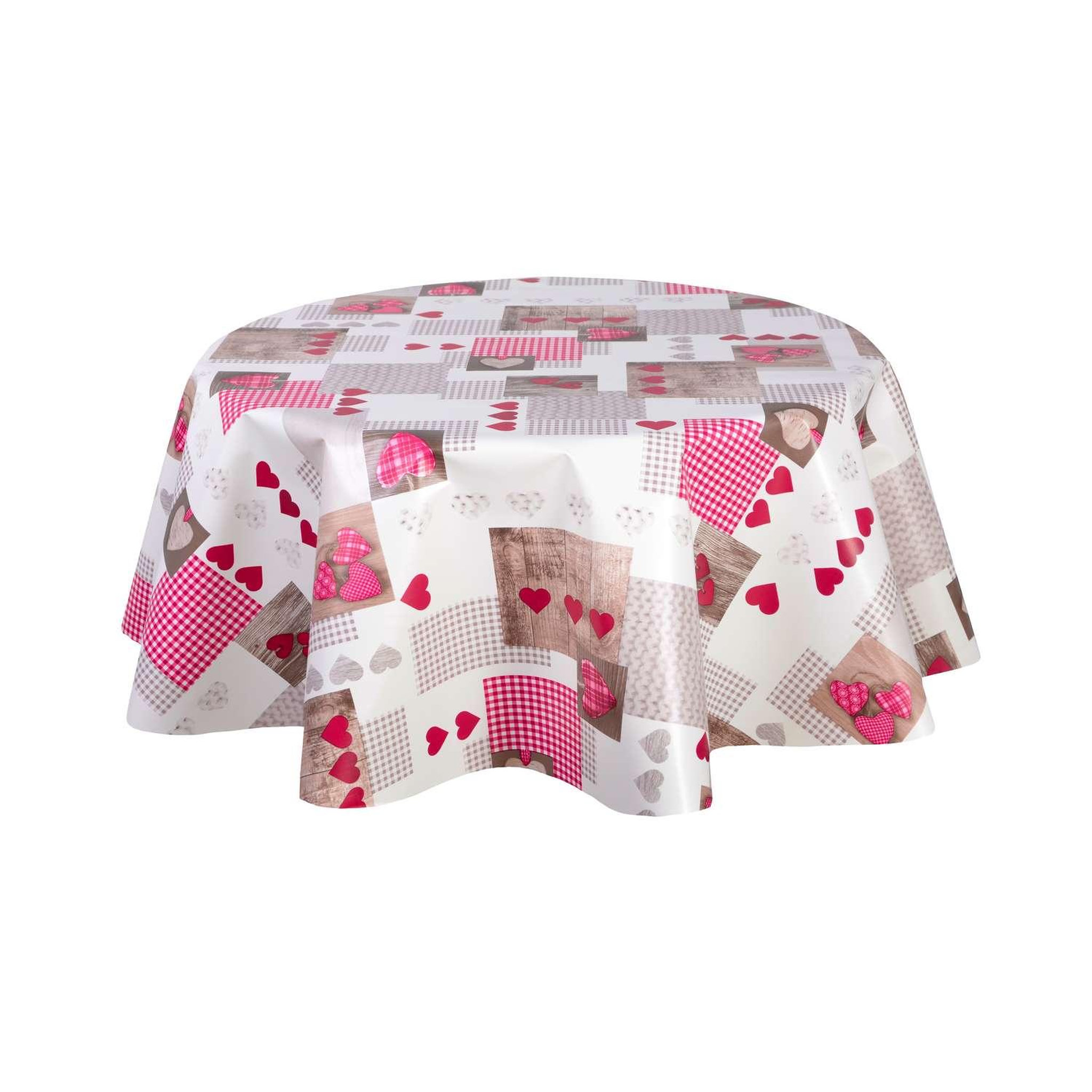 Voir la diapositive 1 : HABITABLE Nappe en toile cirée ronde Aspen - Diam. 135 cm - Rouge
