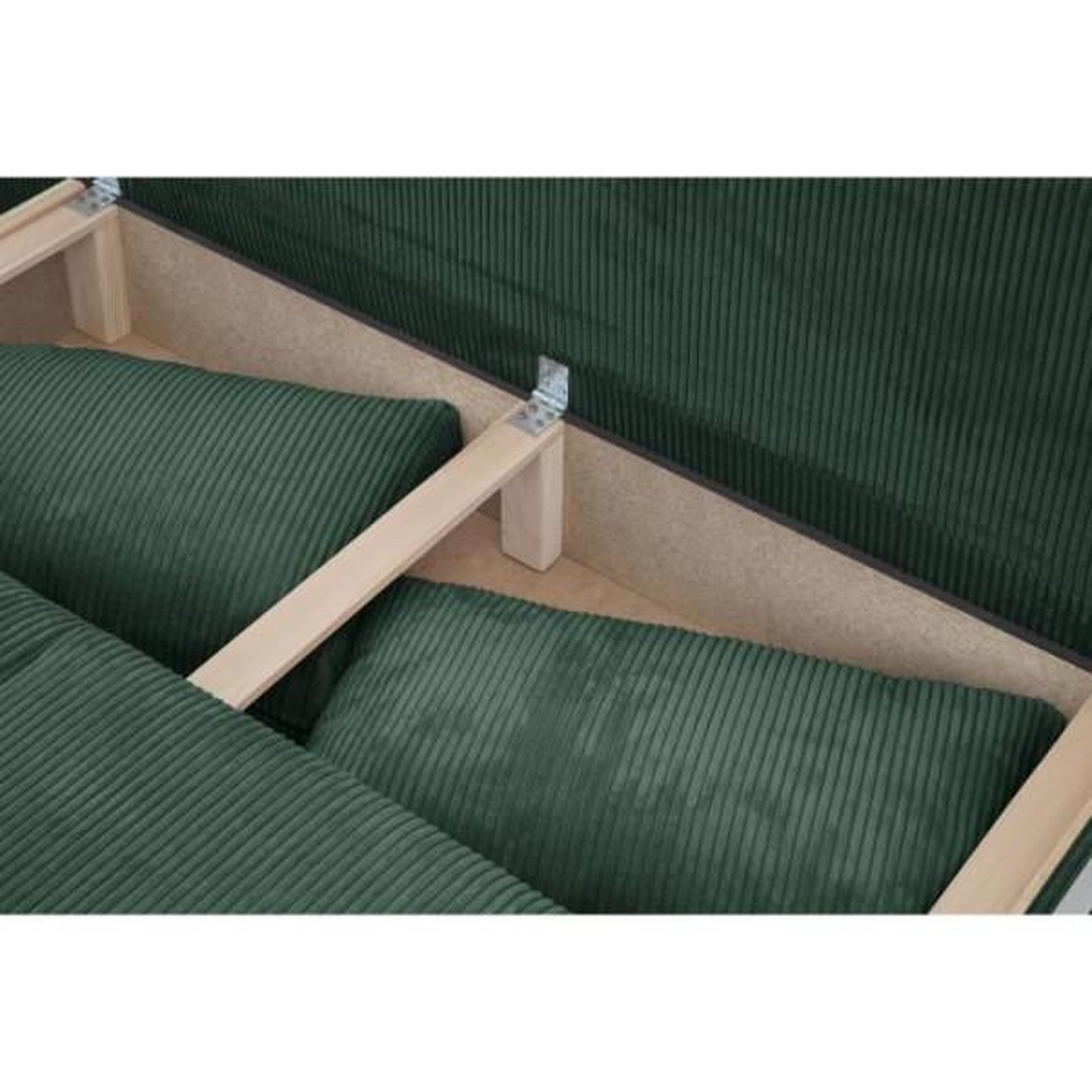 Voir la diapositive 6 : MARKET24 Banquette convertible 3 places MIKA - Velours côtelé Vert foret - Coffre de rangement - L 192 x H 84 x P 93 cm