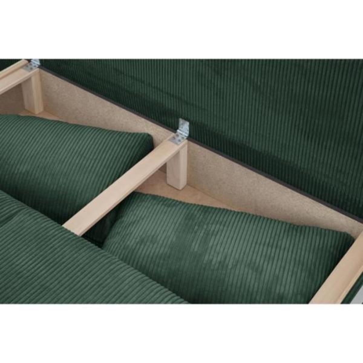 MARKET24 Banquette convertible 3 places MIKA - Velours côtelé Vert foret - Coffre de rangement - L 192 x H 84 x P 93 cm