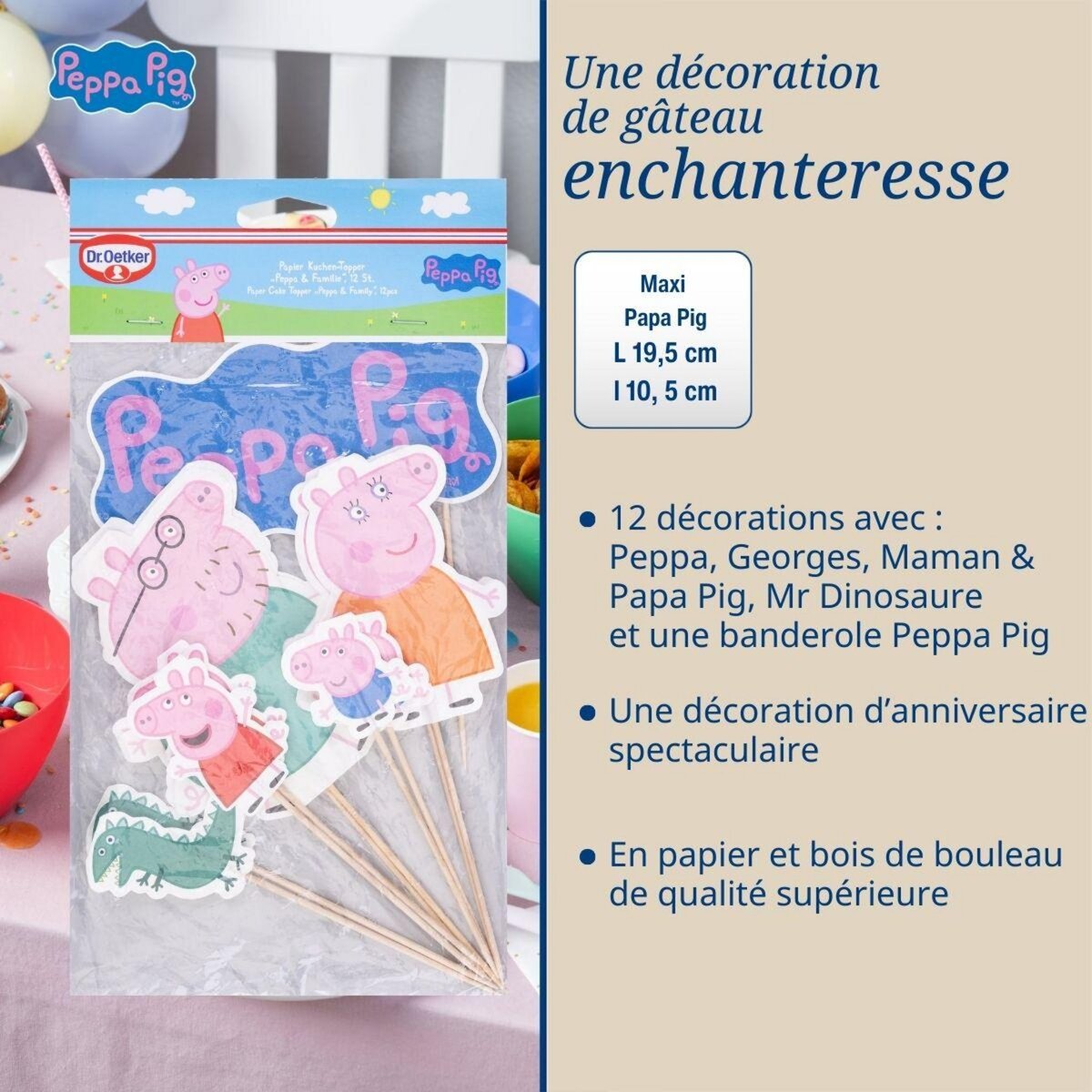 DR.OETKER Ensemble de 24 décorations de gâteau d'anniversaire Dr. Oetker Peppa Pig