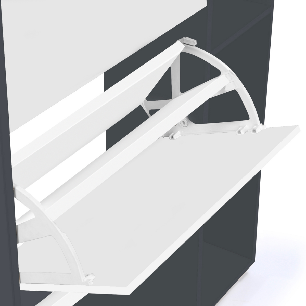 ID MARKET Meuble à chaussures 18 paires KLARK gris 3 portes blanches avec étagère