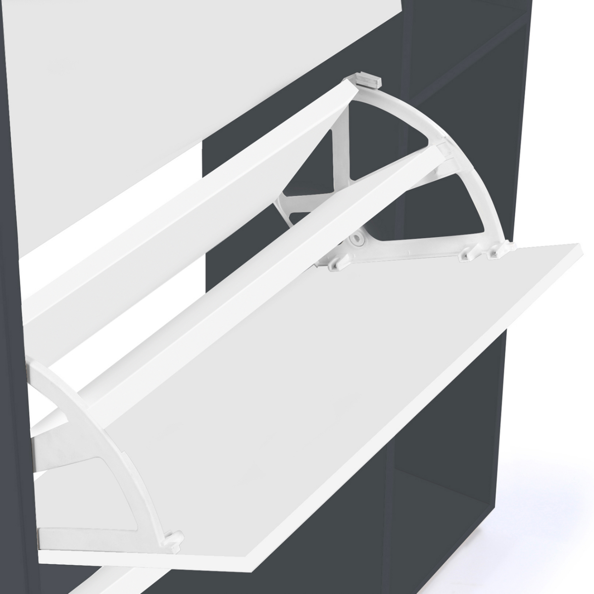 ID MARKET Meuble à chaussures 18 paires KLARK gris 3 portes blanches avec étagère