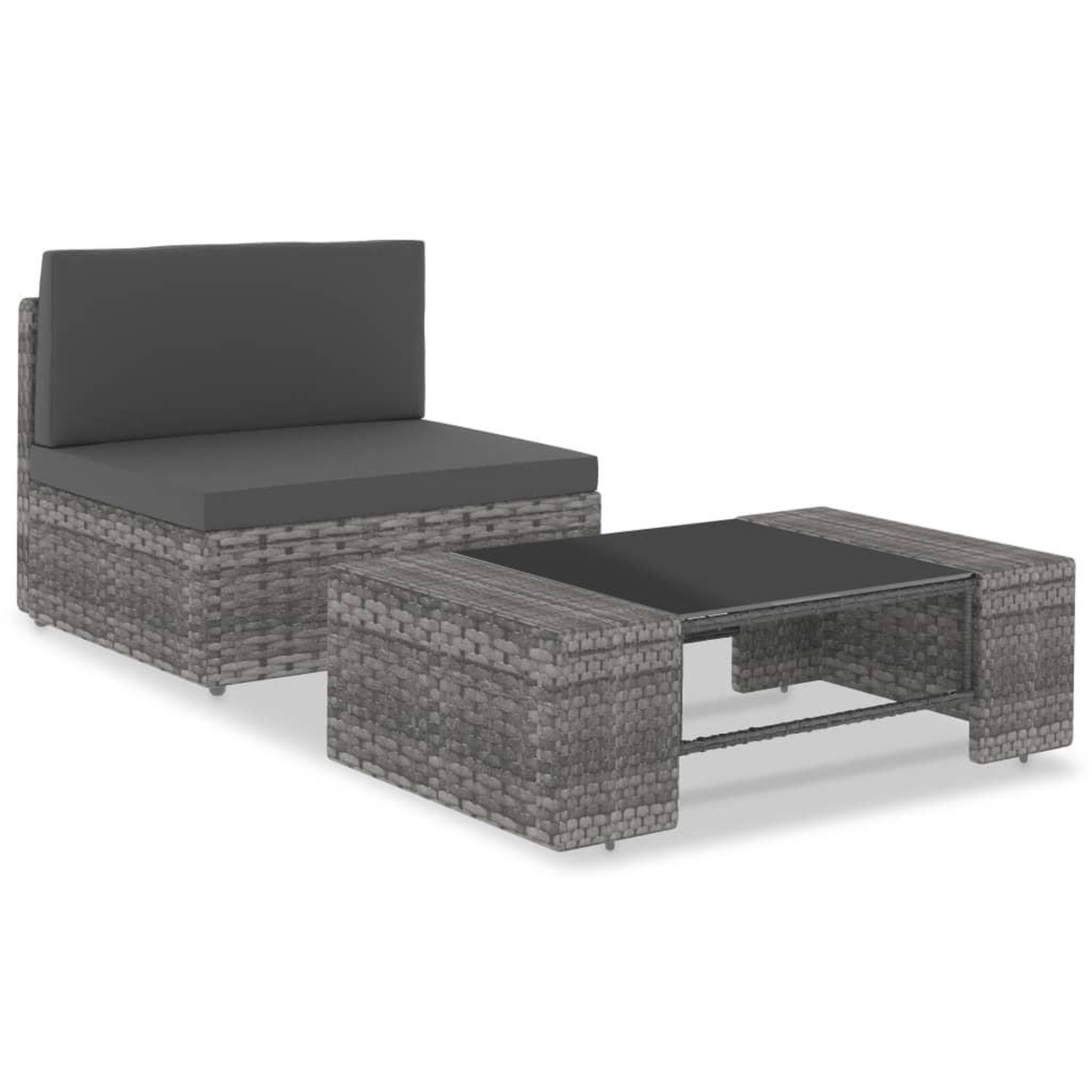 Voir la diapositive 1 : VIDAXL Salon de jardin 2 pcs Resine tressee Gris