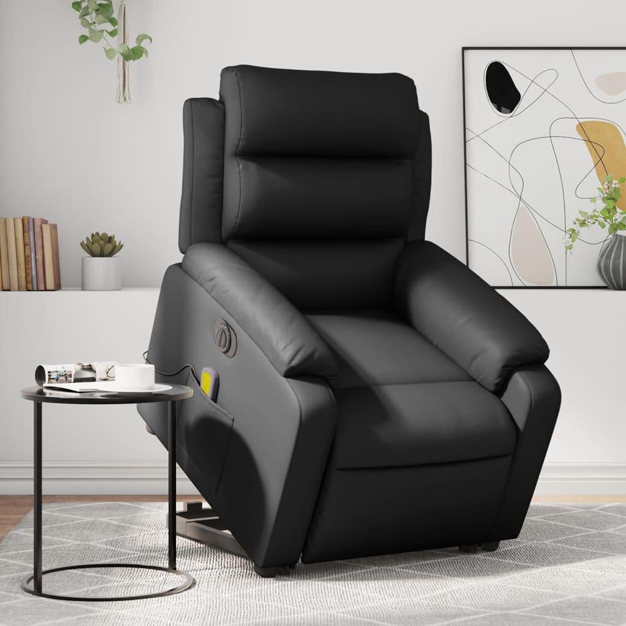 VIDAXL Fauteuil inclinable de massage electrique noir similicuir