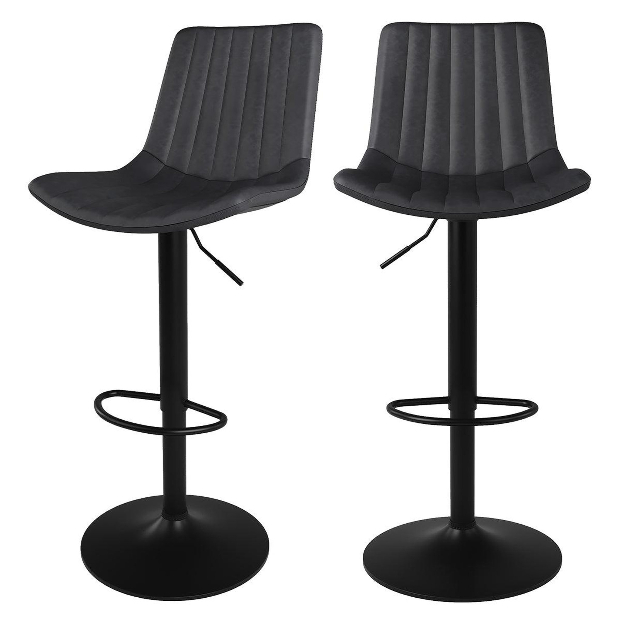 MAISON PAVANE Lot de 2 chaises de bar réglables 62,5/83 cm gris foncé-killi