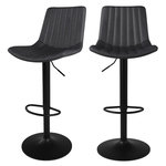 Rendez vous déco Lot de 2 chaises de bar réglables 62,5/83 cm gris foncé-Killi