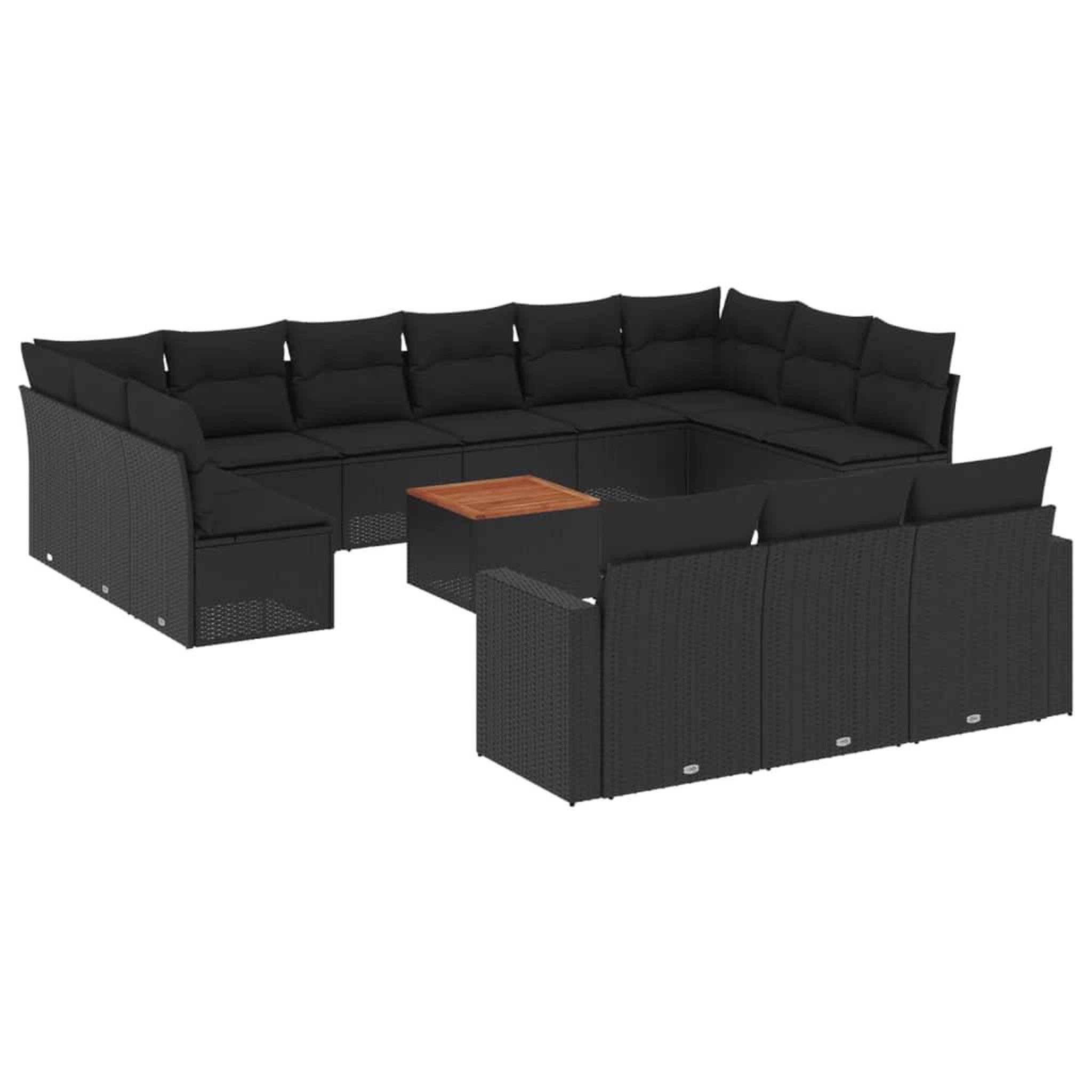 Voir la diapositive 2 : VIDAXL Salon de jardin avec coussins 14 pcs noir resine tressee