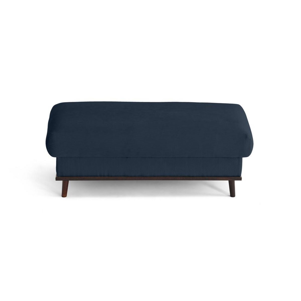 LISA DESIGN Albane - pouf en velours côtelé pieds bois foncé