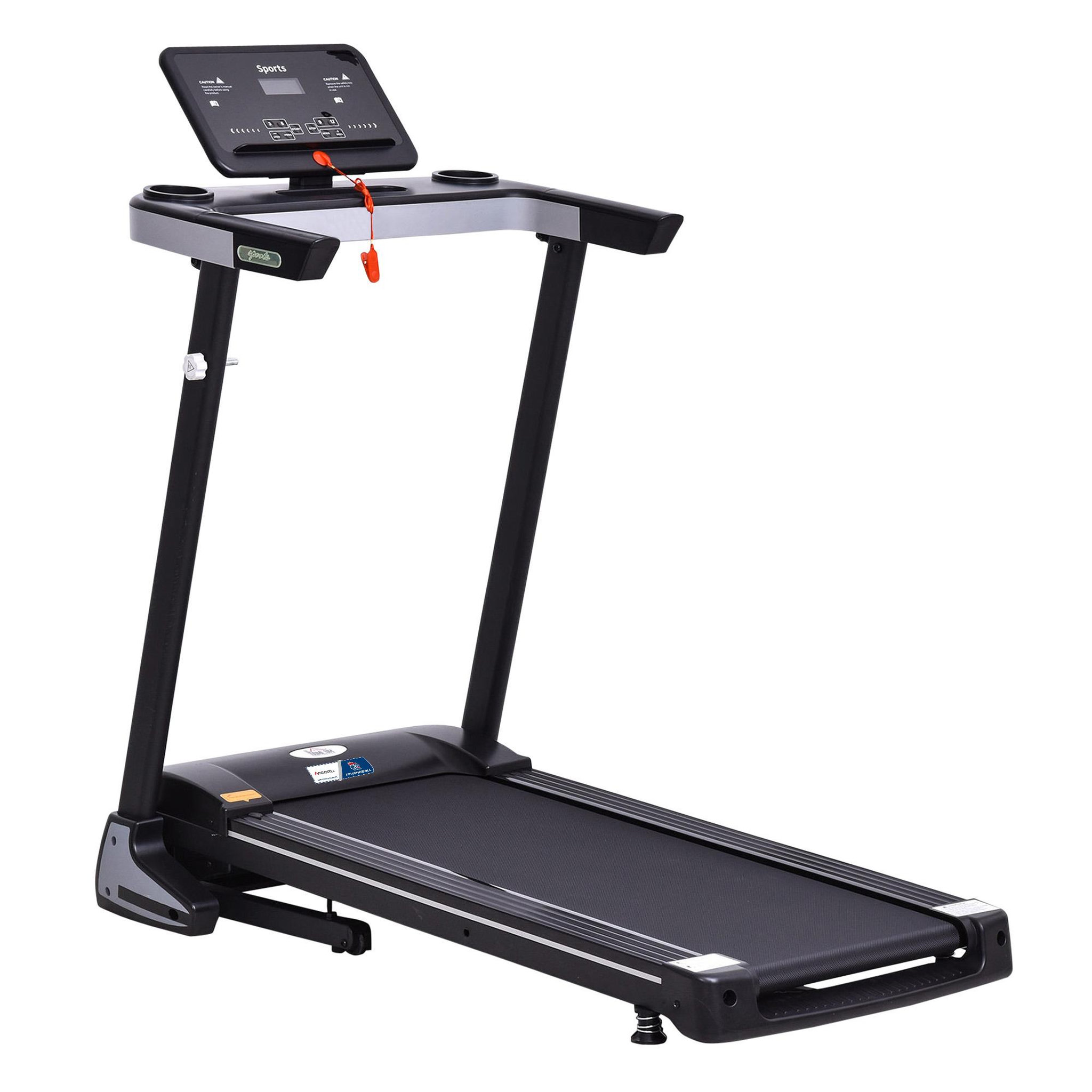 HOMCOM Tapis de course pliable - collaboration aosom.fr x ffhandball - 1-12 km/h 500 w écran lcd 12 programmes noir