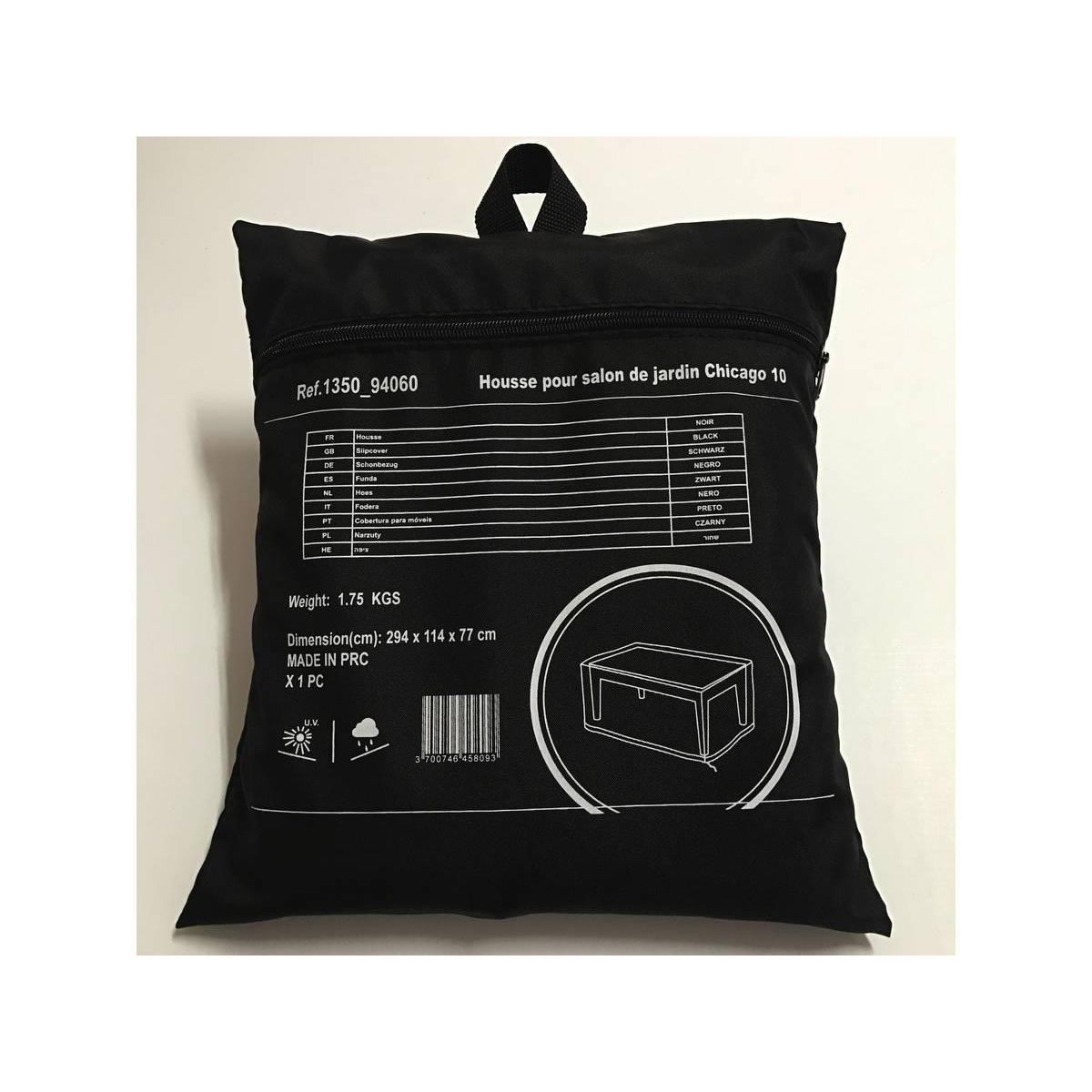 Habitat et Jardin Housse de protection pour salon de jardin - 294 x 114 x 77 cm - Noir